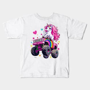 Monster Truck Unicorn Girl Birthday Party Monster Truck Kids T-Shirt